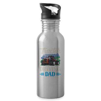 Tractor Driving Father Farm Farmer Farmer - Water bottle with straw - silver - Right