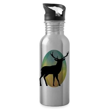 Hirsch - Trinkflasche mit integriertem Trinkhalm - Lightsilver - Rechts