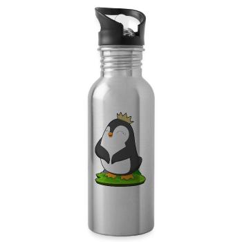 Couronne de Pingouin - Gourde avec paille intégrée - argent clair - Droite
