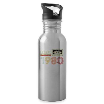 1980 Geburtstag Vintage Cassette - Trinkflasche mit integriertem Trinkhalm - Lightsilver - Rechts