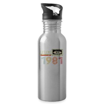 1981 Geburtstag Vintage Cassette - Trinkflasche mit integriertem Trinkhalm - Lightsilver - Rechts