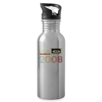 2008 Geburtstag Vintage Cassette - Trinkflasche mit integriertem Trinkhalm - Lightsilver - Rechts
