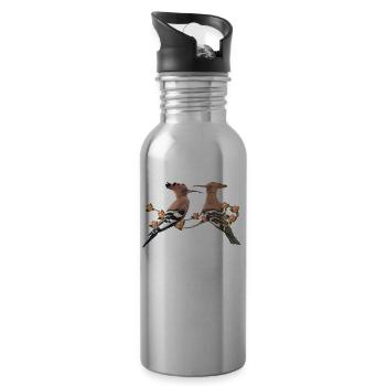 Wiedehopf - Vogel in Kenia / Afrika - Ornithologie - Trinkflasche mit integriertem Trinkhalm - Lightsilver - Rechts