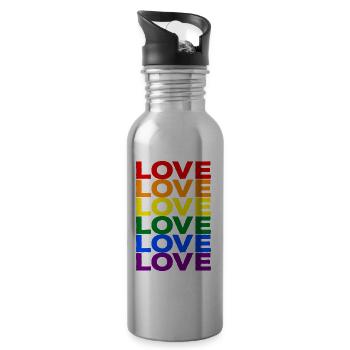 Pride LGBT Gay Love Rainbow LGBTQ CSD Gift - Water bottle with straw - silver - Right