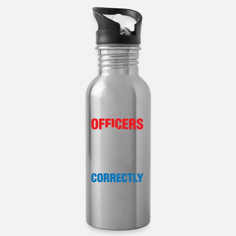Correction Officer Do It Correctly - Trinkflasche mit integriertem Trinkhalm - Lightsilver