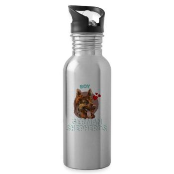 Dieser Junge Liebt Deutsche Schäferhunde Hund Süß - Trinkflasche mit integriertem Trinkhalm - Lightsilver - Rechts