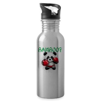 Panda Boxer Boxender Pandabär - Trinkflasche mit integriertem Trinkhalm - Lightsilver - Rechts