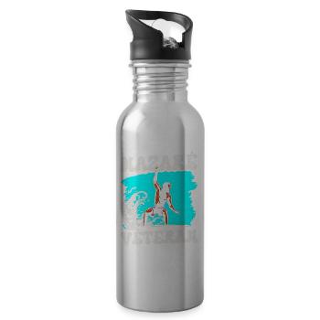 Nazaré Veteran Surfer Wellen Surfing Surfen - Trinkflasche mit integriertem Trinkhalm - Lightsilver - Rechts