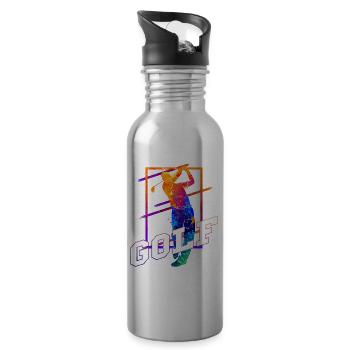 Golf Golfen Golfspieler Sport Hobby Club Vintage - Trinkflasche mit integriertem Trinkhalm - Lightsilver - Rechts