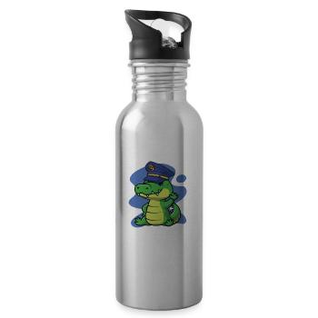 Lustiger Polizei Spruch Alligator Investigator - Trinkflasche mit integriertem Trinkhalm - Lightsilver - Rechts