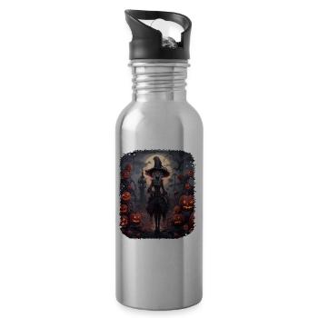 Bad Pumpkin Böser Kürbis Halloween - Trinkflasche mit integriertem Trinkhalm - Lightsilver - Rechts