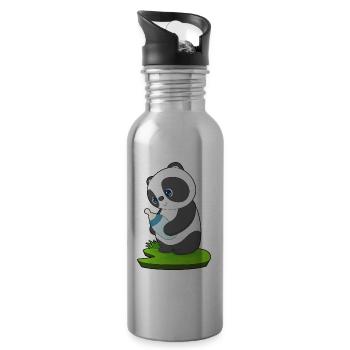 Panda Babyflasche Milch - Trinkflasche mit integriertem Trinkhalm - Lightsilver - Rechts
