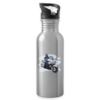 If You Run You'll Only Go To Jail Tired - Trinkflasche mit integriertem Trinkhalm - Lightsilver - Rechts