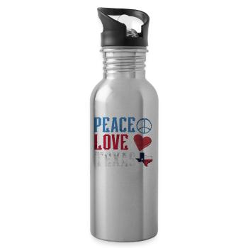 Frieden Liebe Texas Texanisch Texaner Stolz - Trinkflasche mit integriertem Trinkhalm - Lightsilver - Rechts