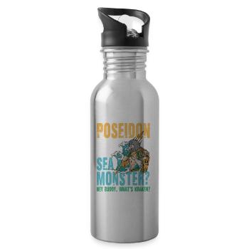 Poseidon Greet The Sea Monster What's Kraken - Trinkflasche mit integriertem Trinkhalm - Lightsilver - Rechts
