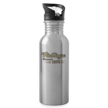 1973 Geburtstag Vintage Classic - Trinkflasche mit integriertem Trinkhalm - Lightsilver - Rechts