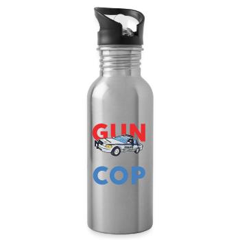 Lustiger Polizei Spruch für einen Polizist - Trinkflasche mit integriertem Trinkhalm - Lightsilver - Rechts