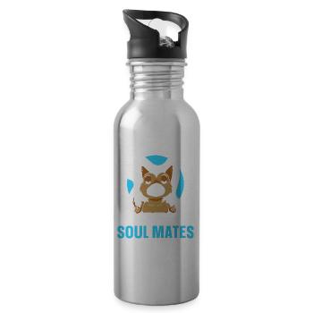 German Shepherds Perfect Soulmate Cute - Water bottle with straw - silver - Right