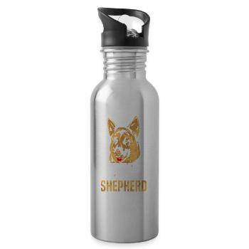 German Shepherd Pet Cute Lover - Water bottle with straw - silver - Right