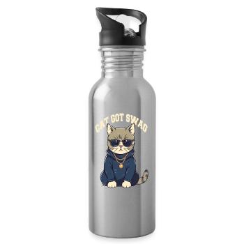 Got Swag Katze mit Sonnenbrille - Trinkflasche mit integriertem Trinkhalm - Lightsilver - Rechts