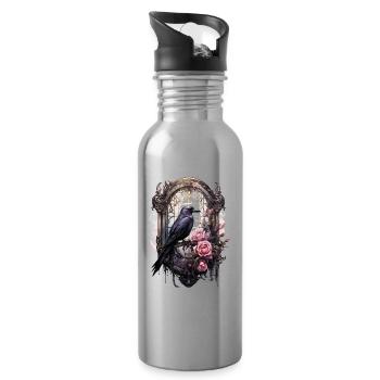 Gothik Okkult Satan Gotik Schwarze Szene Wicca - Trinkflasche mit integriertem Trinkhalm - Lightsilver - Rechts