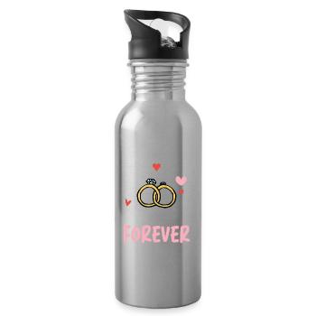 Congrats On Being Stuck With Me Forever - Trinkflasche mit integriertem Trinkhalm - Lightsilver - Rechts
