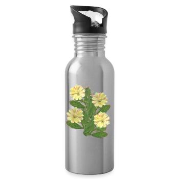 Cactus - Fleurs de cactus - Flore - Afrique - Gourde avec paille intégrée - argent clair - Droite