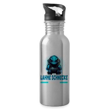 Sag nochmal lahme Schnecke zu mir Schildkörte - Trinkflasche mit integriertem Trinkhalm - Lightsilver - Rechts