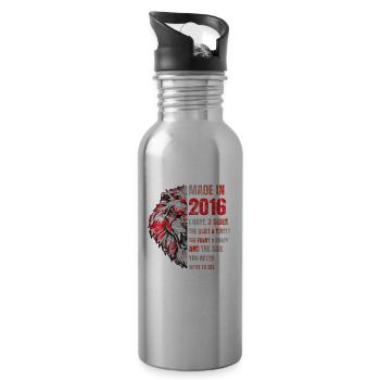 2016 Birthday Lion made in - Gourde avec paille intégrée - argent clair - Droite