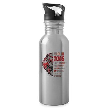 2005 Geburtstag Lion made in - Trinkflasche mit integriertem Trinkhalm - Lightsilver - Rechts