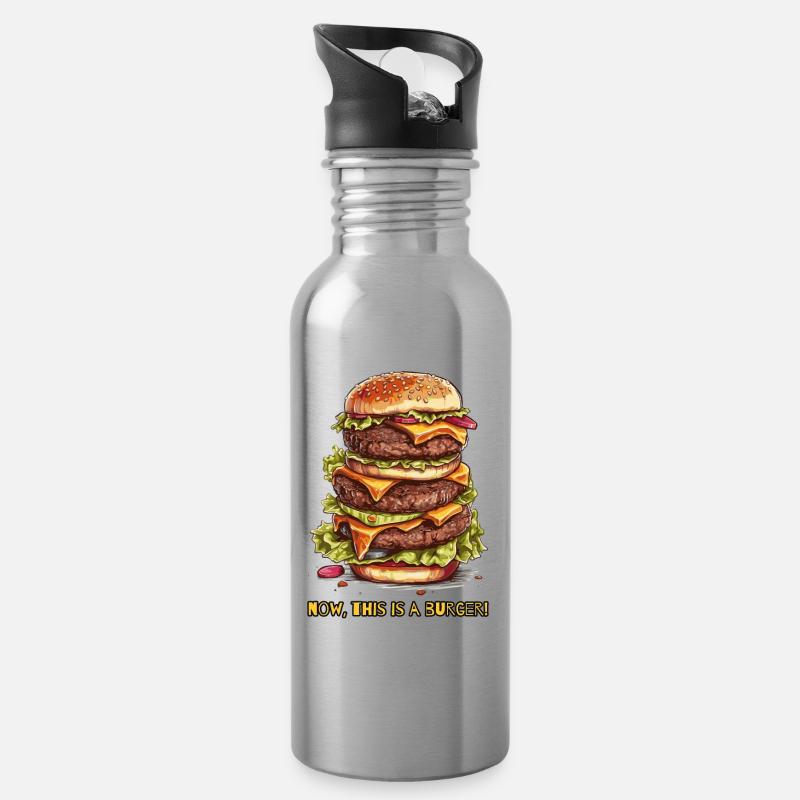 nun, das ist ein Burger - Trinkflasche mit integriertem Trinkhalm - Lightsilver