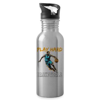 Play Hard Basketball - Trinkflasche mit integriertem Trinkhalm - Lightsilver - Rechts