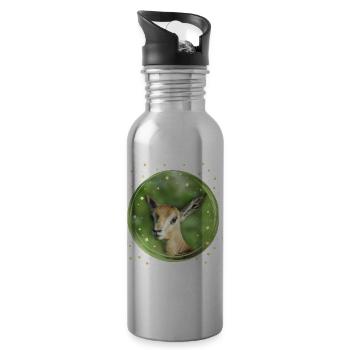 Gazelle - Antelope - Wildlife in Africa - Water bottle with straw - silver - Right
