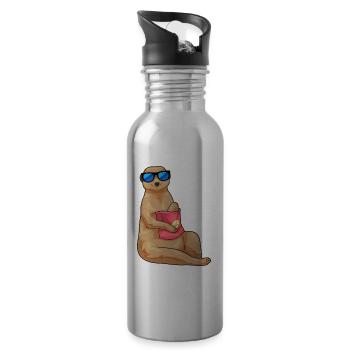 Meerkat Shopping Bag - Water bottle with straw - silver - Right