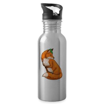 Fuchs Bogenschütze Bogen - Trinkflasche mit integriertem Trinkhalm - Lightsilver - Rechts