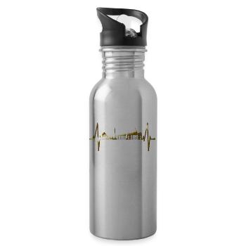 Rome Colosseum Heartbeat Roma Skyline Rome Italy - Water bottle with straw - silver - Right