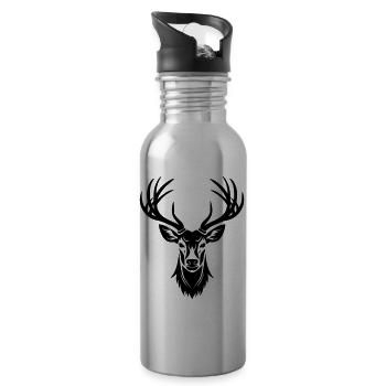 Cerf - Gourde avec paille intégrée - argent clair - Droite