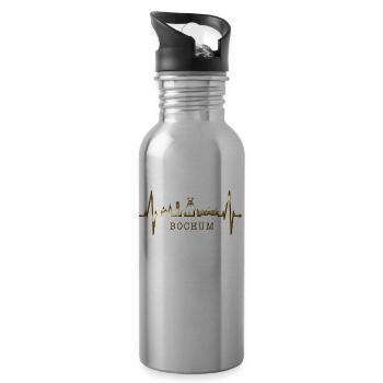 Bochum Heartbeat Bochum Skyline Home Ruhrpott - Water bottle with straw - silver - Right