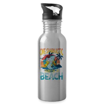 One Sharkastic Sun Of A Beach - Trinkflasche mit integriertem Trinkhalm - Lightsilver - Rechts
