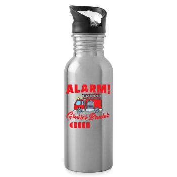 Ich Werde Großer Bruder Fuchs Brüder Geschenk - Trinkflasche mit integriertem Trinkhalm - Lightsilver - Rechts