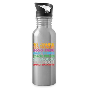10. Geburtstag Geschenkidee Bday Spruch Geschenk - Trinkflasche mit integriertem Trinkhalm - Lightsilver - Rechts