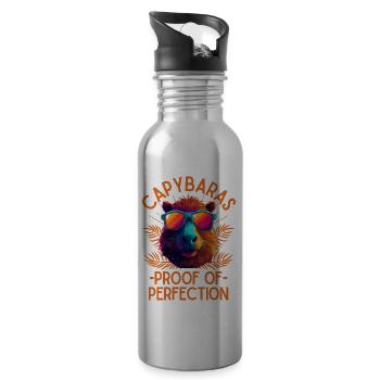 Capybara with sunglasses - Water bottle with straw - silver - Right