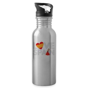 Love Spain - Ich liebe Spanien - Trinkflasche mit integriertem Trinkhalm - Lightsilver - Rechts