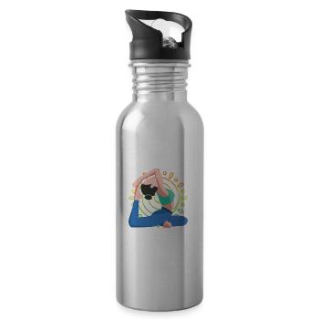 Mamastays In Her Yoga Pants All Day - Trinkflasche mit integriertem Trinkhalm - Lightsilver - Rechts