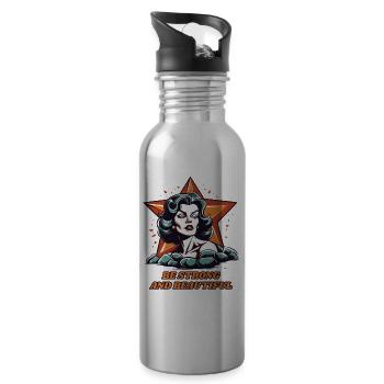 Be strong and beautiful, a woman like a star - Water bottle with straw - silver - Right