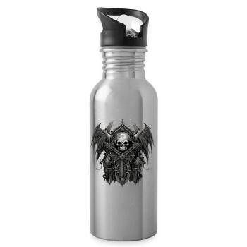 Gothik Okkult Rabe Gotik Schwarze Szene Wicca - Trinkflasche mit integriertem Trinkhalm - Lightsilver - Rechts