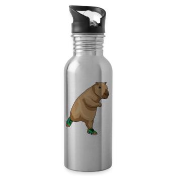 Capybara Jogger Jogging Sports - Gourde avec paille intégrée - argent clair - Droite
