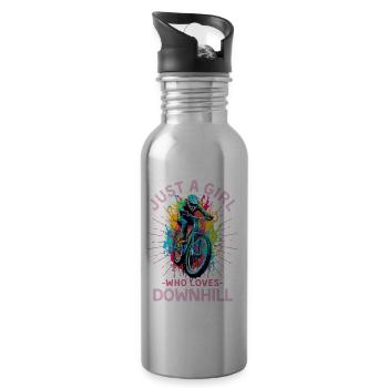 Downhill mountain biking Downhill rider - Water bottle with straw - silver - Right