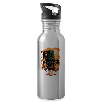 Tiki Kultur Maori Maske für einen Tkik Fans - Trinkflasche mit integriertem Trinkhalm - Lightsilver - Rechts