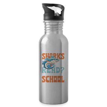 Sharks And Whales Read Not Part Of A School - Trinkflasche mit integriertem Trinkhalm - Lightsilver - Rechts